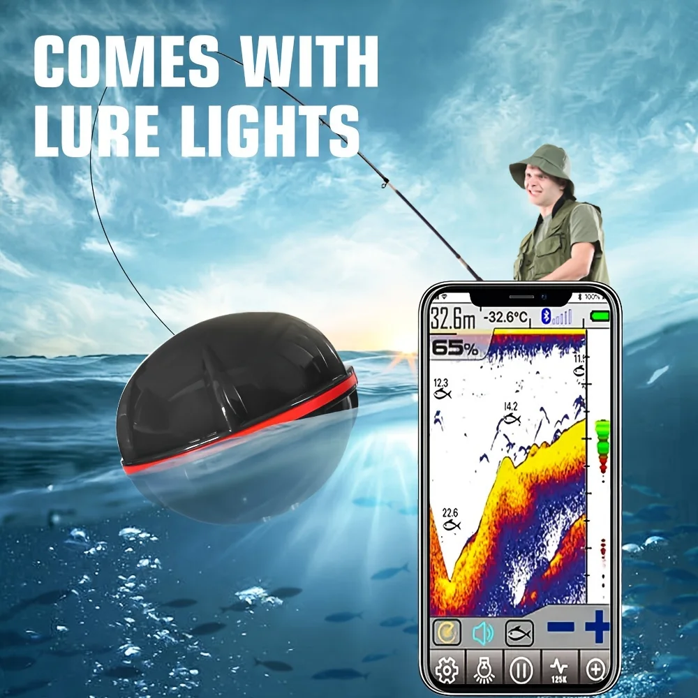Wireless Sonar Fish Finder Compatible With Smartphones 40m Depth Detection Range Portable 2.95inch Fishing Assistant
