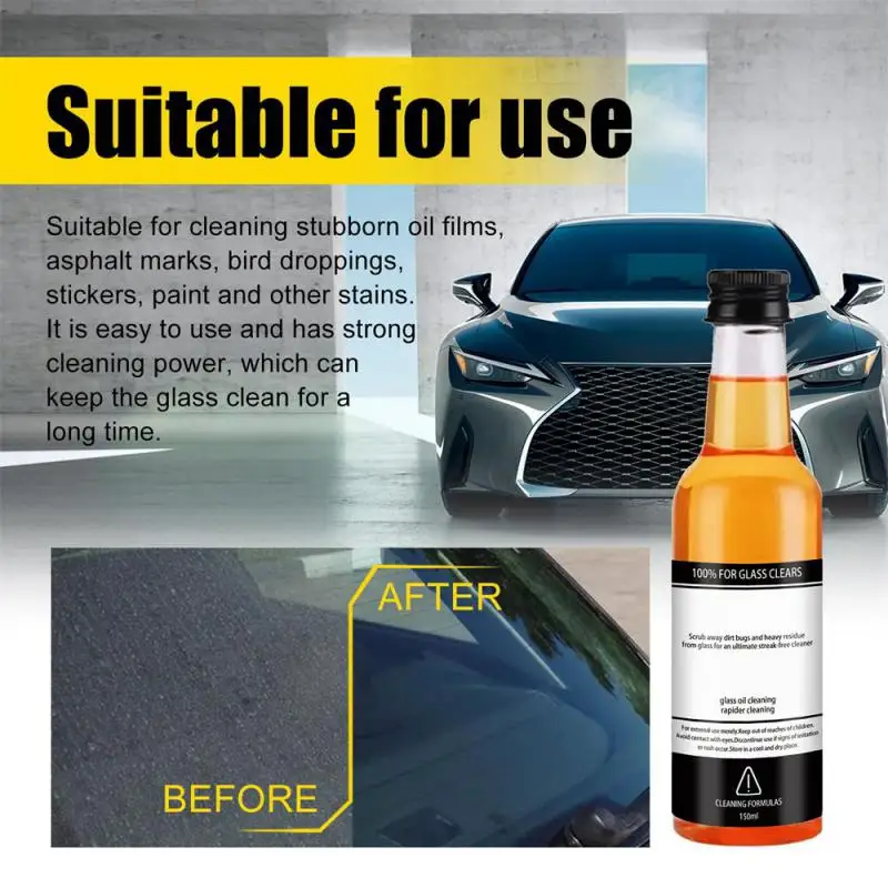 

New 150ml Car Glass Oil Film Removing Agent Glass Cleaner Kits For Bathroom Auto Window Glass Car Windshield Windscreen