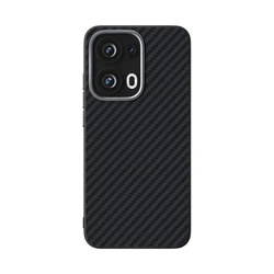 Shockproof Carbon Fiber Pattern Magsafe Back Cover Bumper Case for OPPO Reno14 (Black)