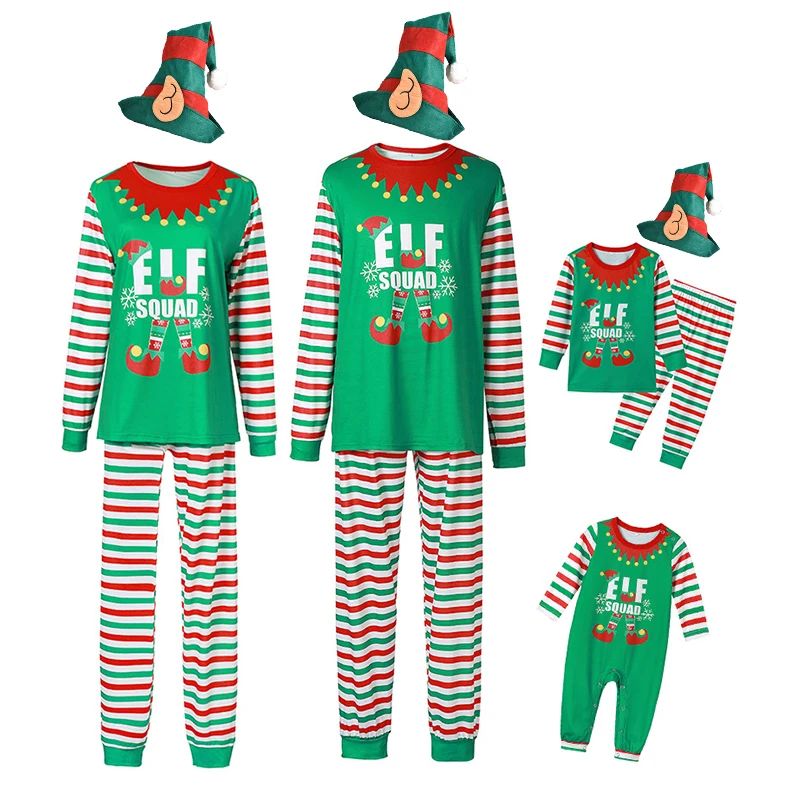 Tanie Boże narodzenie jednakowe stroje rodzinne Navidad Santa piżama z kapeluszem