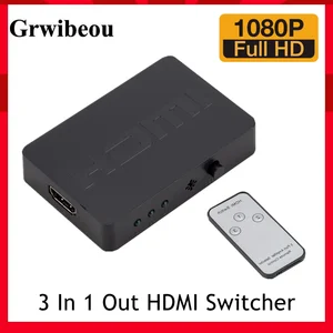 Сплиттер Grwibeou HDMI с 3 портами, автоматический выключатель 3 в 1, переключатель 1080P HD 1,4, пульт дистанционного управления для проекта HDTV XBOX360 PS3