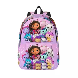 3D Print Cartoon Gabbys Dollhouse Canvas Backpack for Girls Boys Gabby Mercat College School Travel Bags Women Men Bookbag
