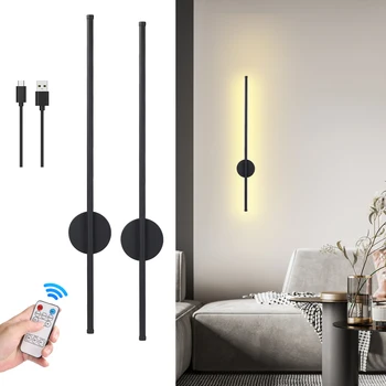 Minimalist LED Wall Sconce Light with Remote Control – Modern Dimmable Ambient Lighting for Bedroom, Living Room & Hallway