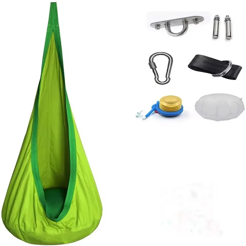 New Children's Hanging Chair Portable Parachute Cloth Swing Bed Indoor Courtyard Model with Inflatable Cushion Hanging Chair 6
