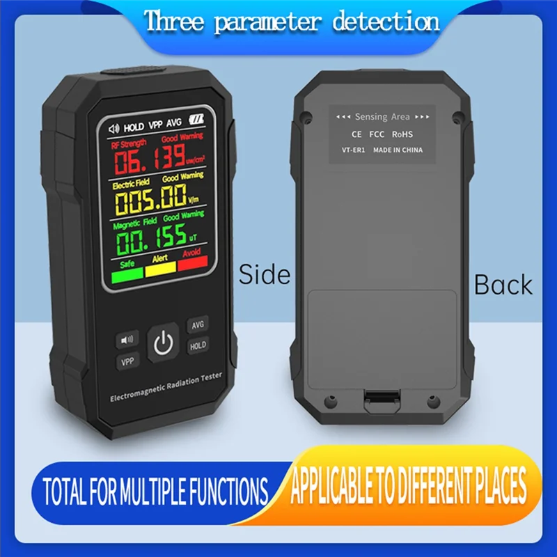 Electromagnetic Radiation Detector Electric Magnetic Field Tester Meter RF Strength Detection Device With Sound Alarm