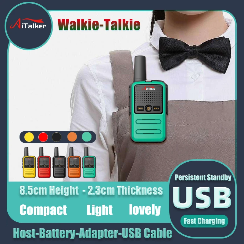 AiTalker Mini Toy 1~5 Km UHF Gift Two Way Transceiver Colorful Fuselage Talki Walki Walkie Talkie Radio Baofeng PMR FRS