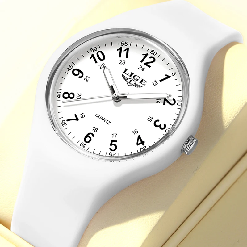 LIGE Fashion Lady WaterproofWatches Casual White Digital Simple Women Quartz Watch Sport Silicone Strap Ladies Clock Wristwatch