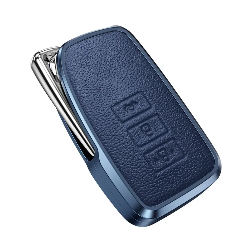 Premium Alloy Leather Car Key Case Cover - 3 Button Styling Accessory