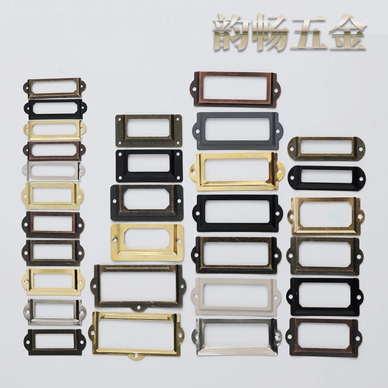 1pcs Small Card Slot Business Card Frame Library Metal Label Holders File Cabinet Label Frames With Screws Card Tag Label Holder