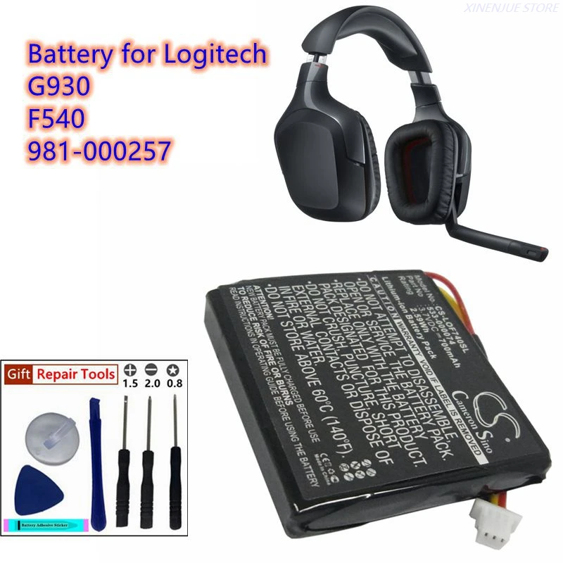 Wireless Headset Akku 3,7 V/700mAh 533-000074 für Logitech G930