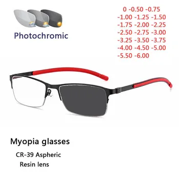 Fotochromowe okulary dla krótkowzroczności ze stopu tytanu Kobiety Mężczyźni Okulary korekcyjne -0,5 -0,75 -1 -1,25 -1,5 -2 -2,5 do -6 1
