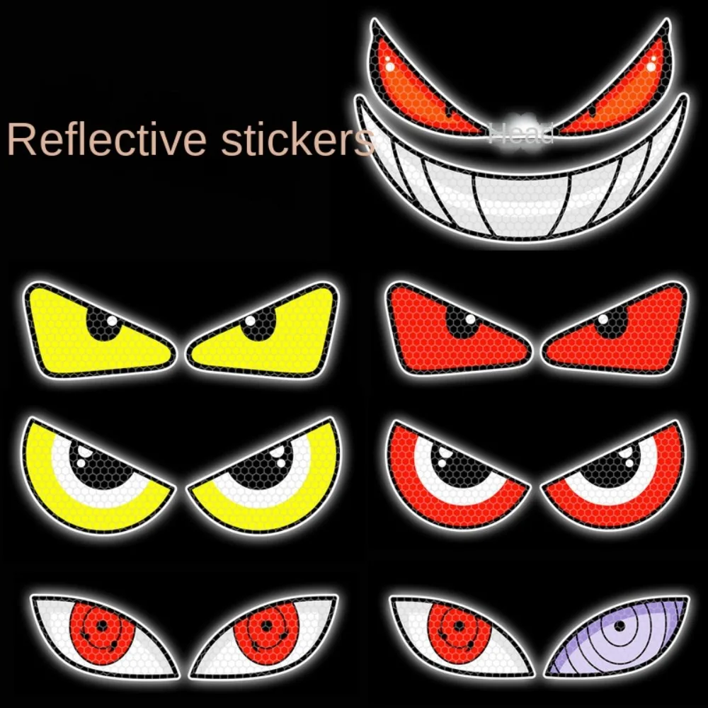 Accesorios Para Moto Reflective Eye Stickers Safety Warning Motorcycle Body Helmet Windshield Or Car Truck Fuel Tank Caps