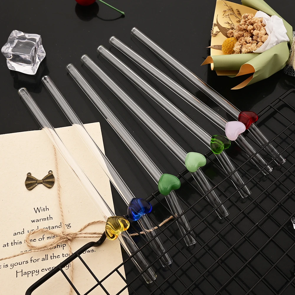 Eco-Friendly Reusable Glass Straw Set - 12-Piece High Borosilicate Drinkware Accessories for Smoothies, Tea, and Juice