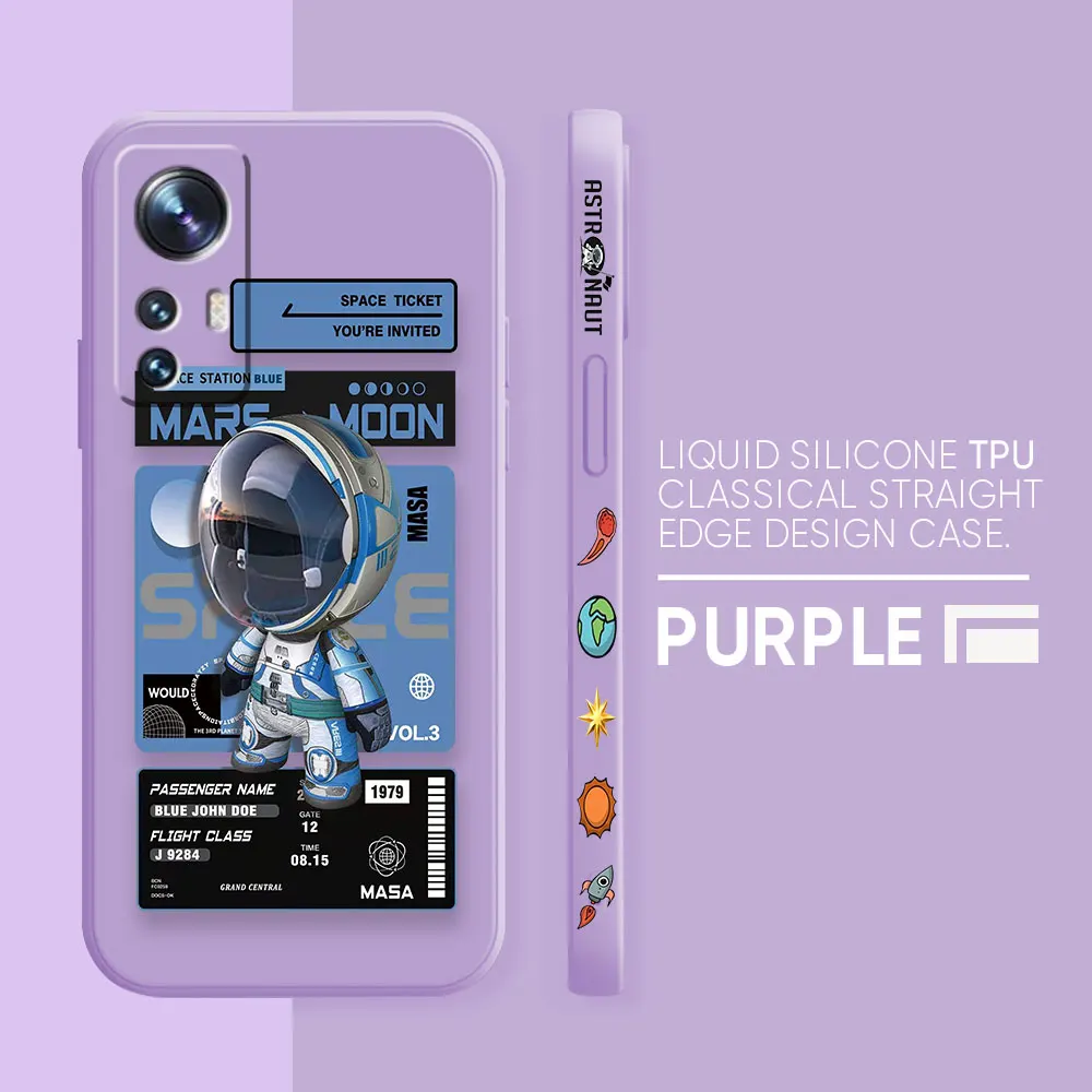 thumbnail image 1 of Case For Xiaomi 13 12 12S 11 11T 10 10S 9 8 Pro Ultra Lite Colour Simple Liquid Silicone Case Stylish Luxurious Space Astronauts, 1 of 5