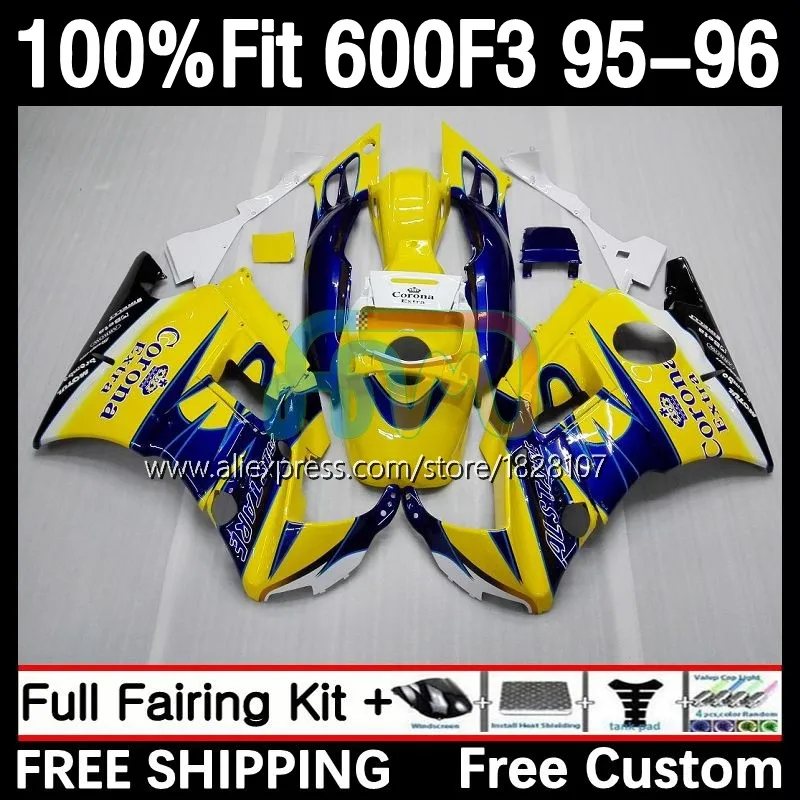 ダブル／ミストブルー タンク タンクカバーフィットホンダCBR600F3 1995-1996 50 A4 Yellow INJECTION  Fairing With Tank Cover Fit Honda CBR600F3 1995-1996 50 A4 