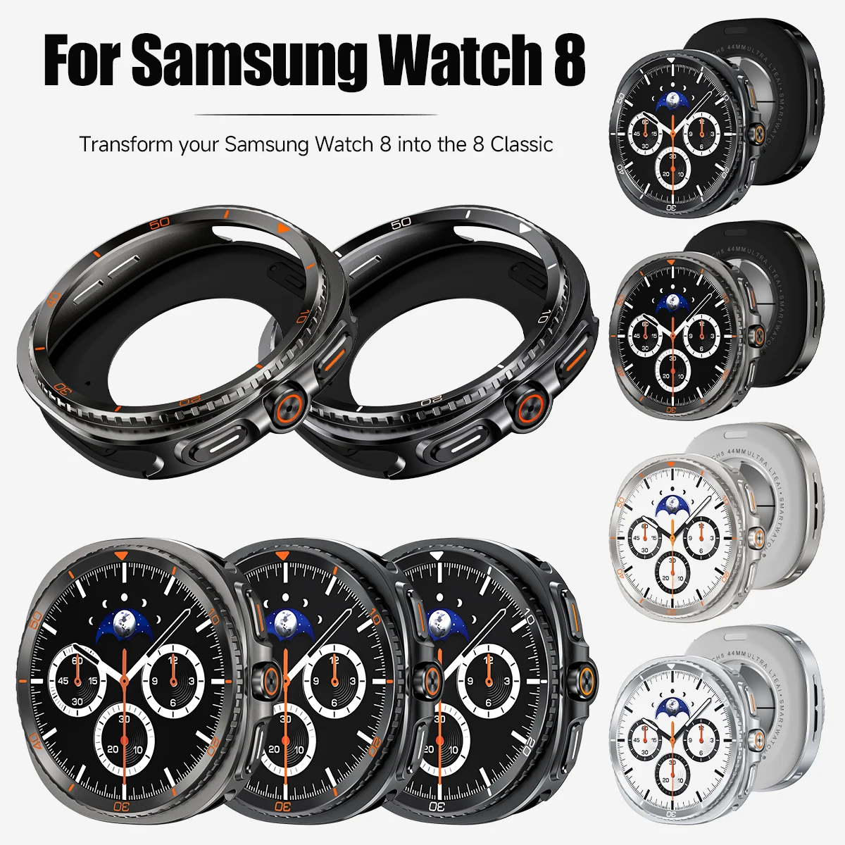 Rugged Metal PC Watch Case with Back Cover - Shockproof Protection