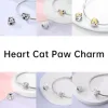 Pink Cat Paw Charms 925 Original Silver Blue Zircon Animal Black Cat Lovely Dog Charm DIY Fit Bracelet For Women Jewelry Gift 5