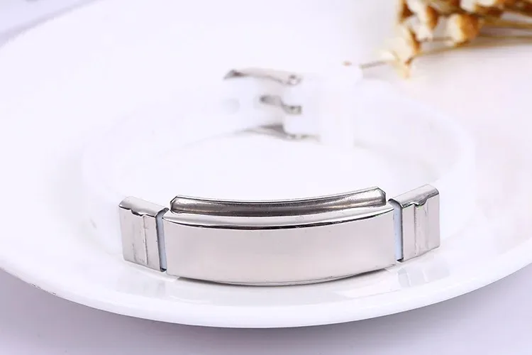 Personalisiertes Armband mit Namen und Telefonnummer aus Edelstahl, Kinder-Silikon-ID-Armbänder für Frauen, Armband für Männer, Schmuck – Detail 8