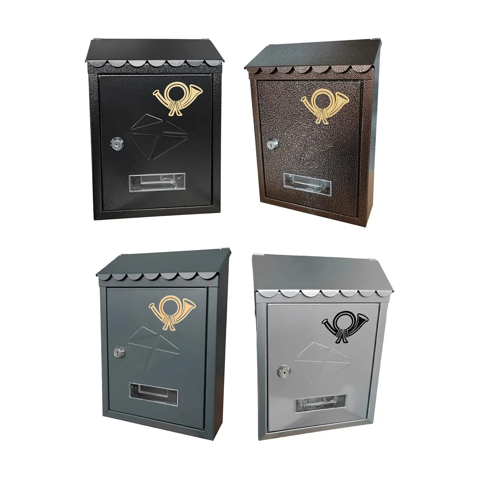 

Wall Mount Mailbox Decorations Locking Decorative 21.5x7x30cm Outdoor Commercial Use with Key Front Door Metal Drop Box Mail Box