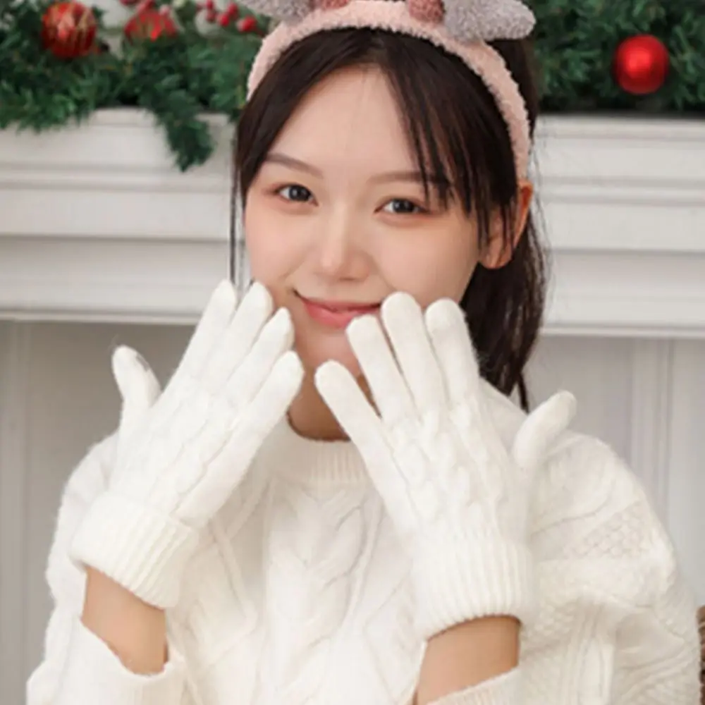 

Soft Trendy Twist Touch Screen Christmas Present Windproof Winter Gloves Knitting Gloves Mittens Women Gloves