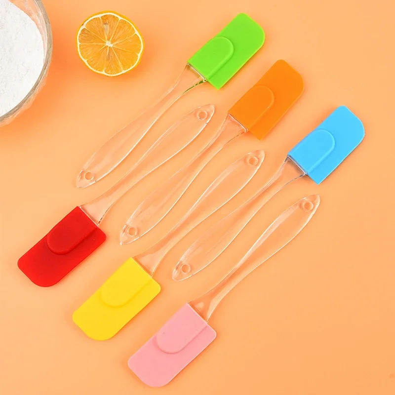 19cm Silicone Scraper Cake Cream Spatula with Transparent Handle Non-Stick Butter Spatula Heat-Resistant Kitchen Baking Tools