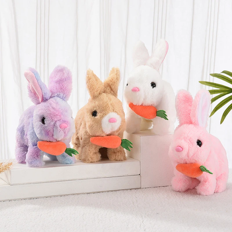 Electric Plush Rabbit Toy Walking Jumping Squeaking Tail Wagging Stuffed Bunny Doll Interactive Plush Toy For Kid Gift 2