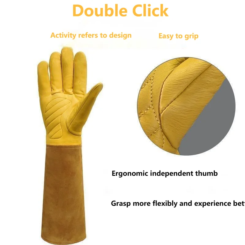 Long Garden Gardening Gloves, Cowhide Wear-resistant Beekeeping