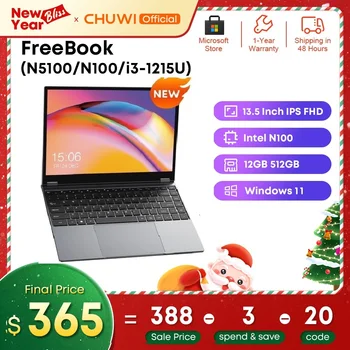 CHUWI-FreeBook 2 em 1 Tablet portátil com tela de toque, Intel N5100, N100, 12GB, LPDDR5, 512G, SSD, WiFi 6, 13,5 polegadas, FHD
