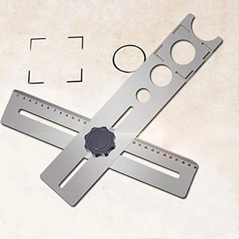 Règle de localisation de trous de carreaux de céramique en acier inoxydable multifonctionnel, outils de mesure à main de poinçonnage réglables, résistant à 360