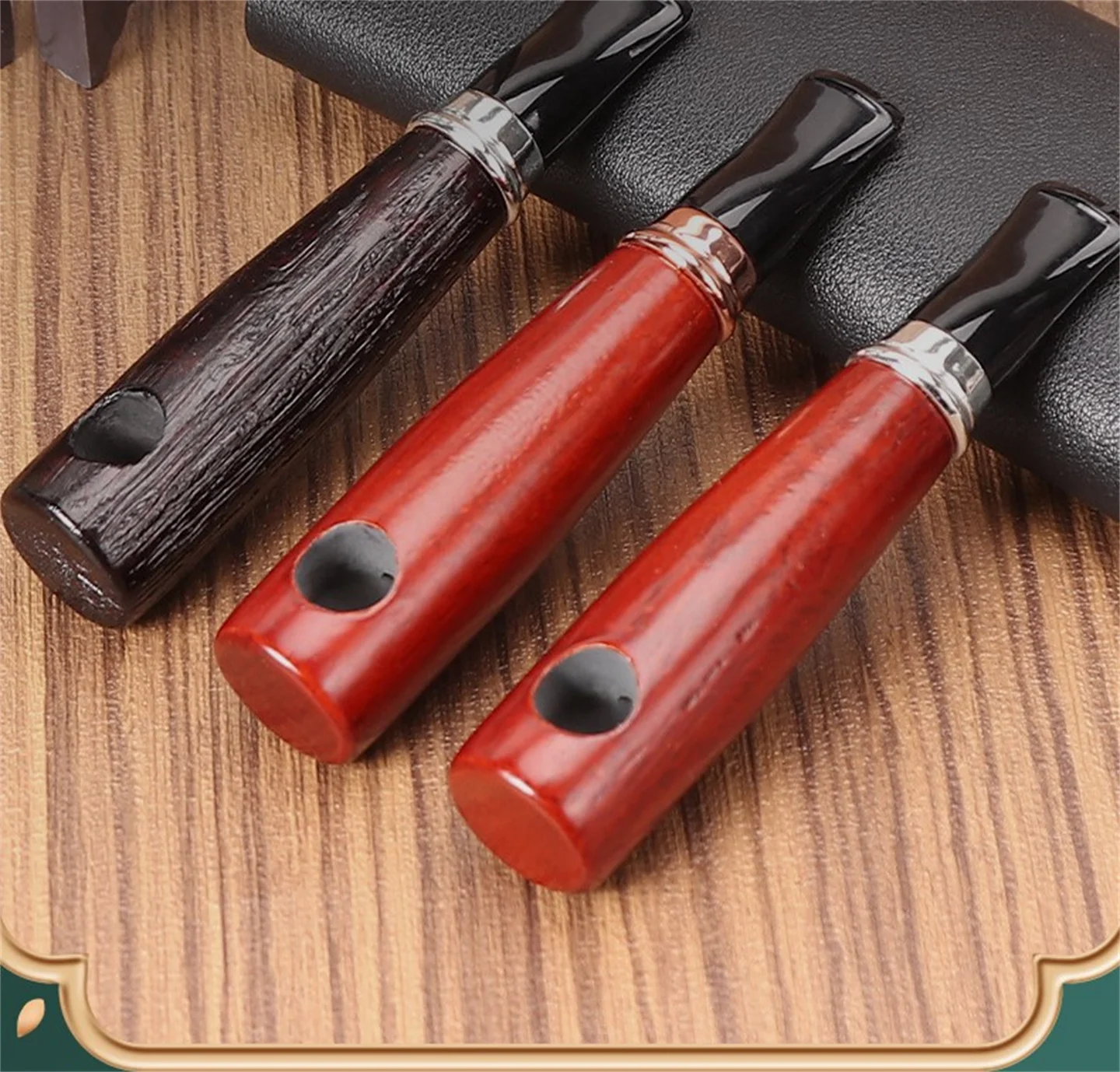 Handmade Tobacco Pipe Small And Portable Compact Cigar Style Straight Aooka Wood Filter Pipe Smoking Set