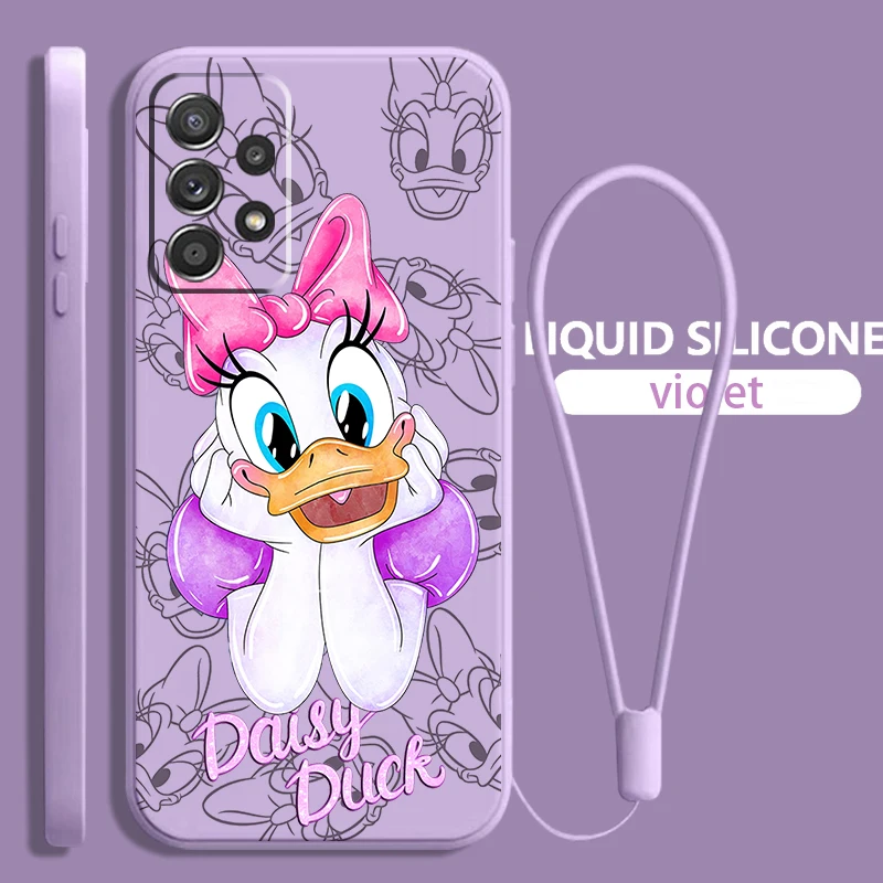 

Disney Donald Duck For Samsung Galaxy A73 A54 A53 A33 A52 A32 A22 A71 A51 A21S A03S 4G 5G Liquid Rope Soft Phone Case Fundas