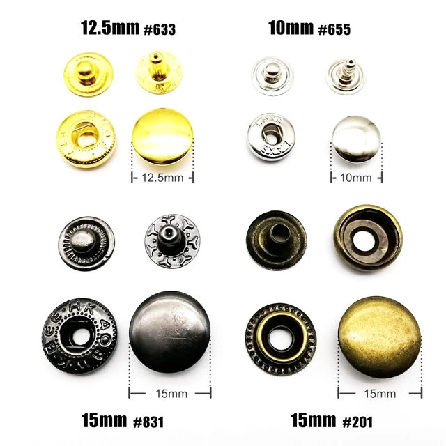 10Set Colorful 831 Metal Snap Button 15mm Press Studs Fasteners Sewing  Buttons for Bags Clothing Jeans Jacket Leather Craft Tool - AliExpress