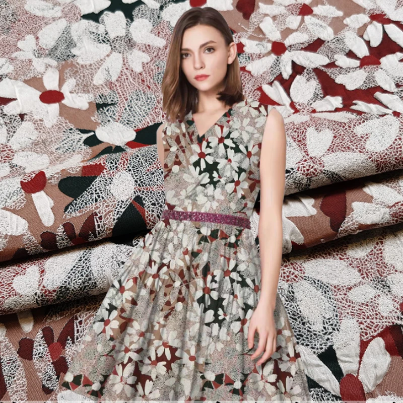 

Jacquard Brocade Fabric Spring Summer Trench Coat Dress Suit Fashionable Stiff Material Designer Diy Sew Fabrics by the Meter