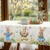 1 Piece Easter Egg Rabbit Round Tablecloth, 5 Sizes Available, Easter Egg Print Square Decorative Tablecloth, Edge Embossing Craft, Easter Spring Garden Tablecloth Decoration, Tablecloth for Daily Home Kitchen, Terrace Use, Easter Decoration 4