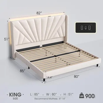 EnHomee King Size Bed Frame with 51 2