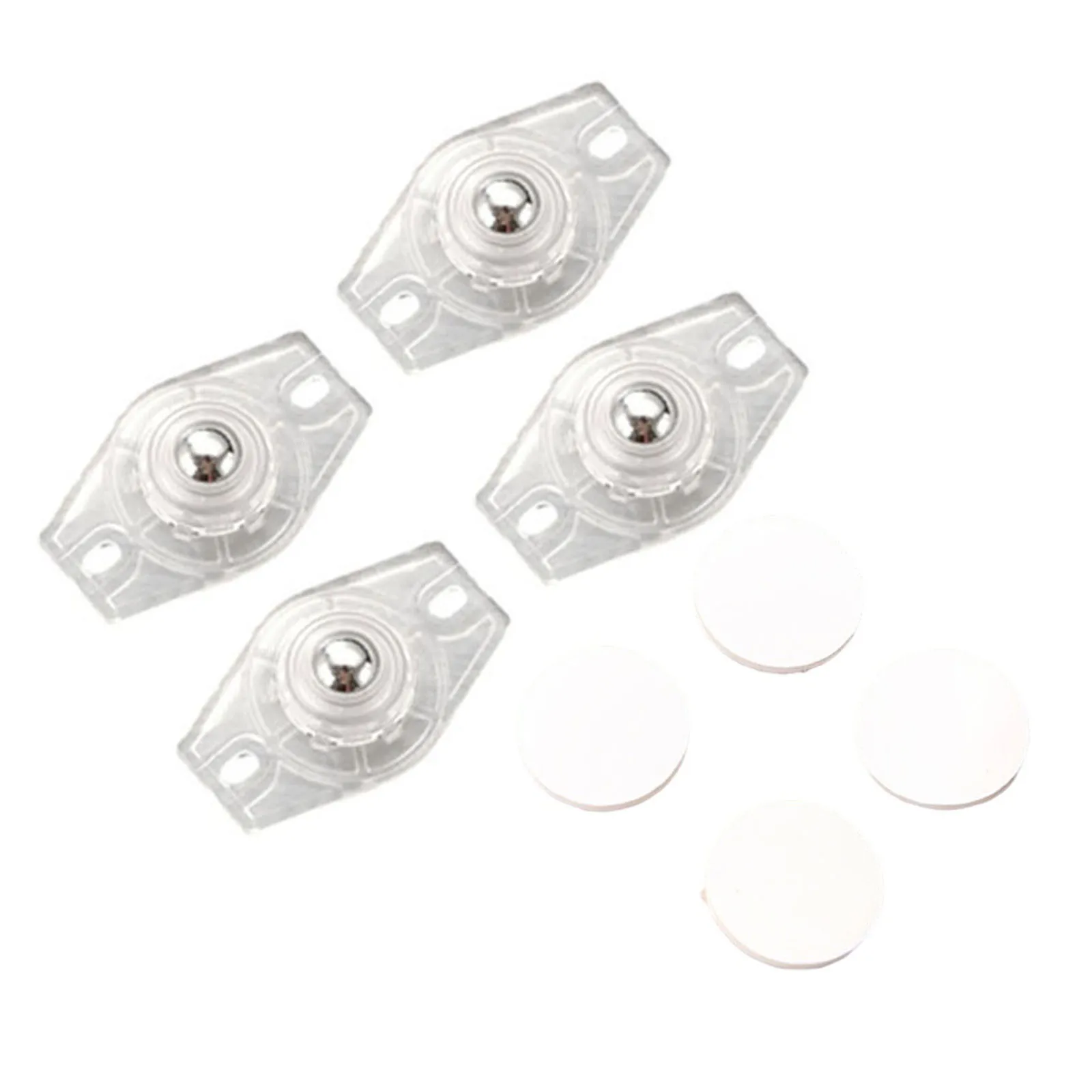 

4 PCS Self Adhesive Caster Wheels 360 Degree Rotation Sticky Pulley Small Wheels 10mm Bead Diameter For Storage Boxes