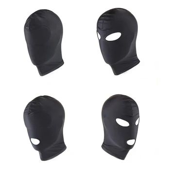 BDSM Fetish Mask Hood Sexy Toys Open Mouth Eye Bondage Party Mask Cosplay Headgear Mask Adult Game for Couples Men Woman 2