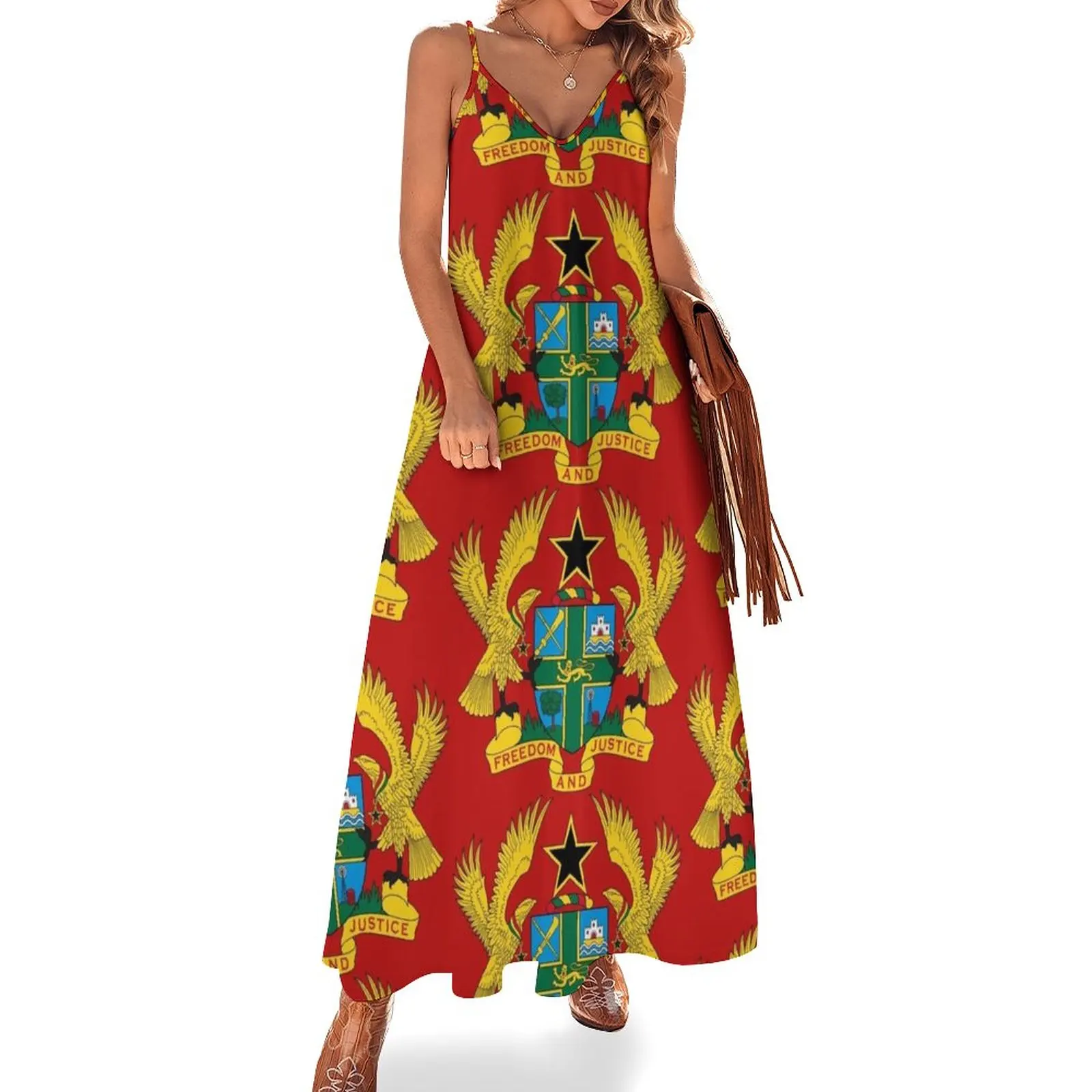 

New Ghana Coat of Arms Sleeveless Dress Women's clothing