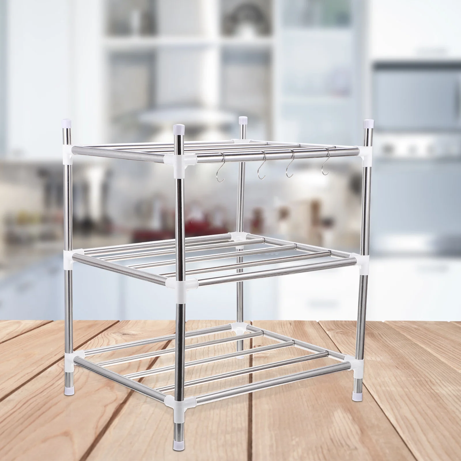 

Kitchen Storage Rack Supplies Practical Shelf Corner Book Shelves Multi-function Three-layer Metal Plant