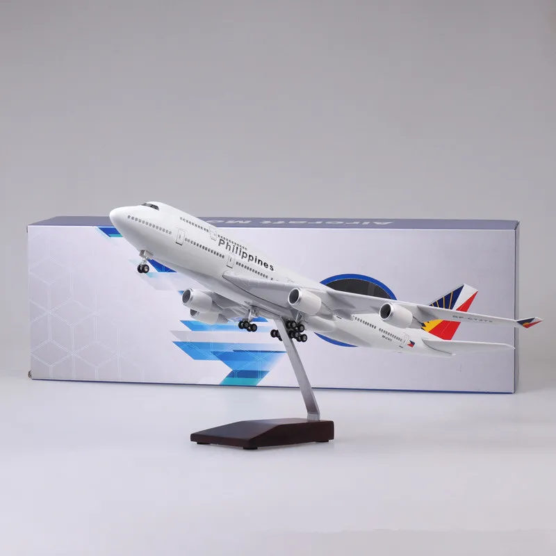 1:150 Scala 47Cm Diecast Model Philippine Airlines Boeing 747 Resin Airplane Airbus Con Display Collezione Di Giocattoli Leggero E Ruote
