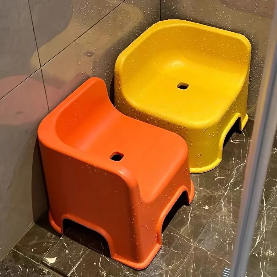 Bathroom Specific Stool Home Backrest Baby Shower Stool Thickened Plastic Chair Corner Stacking Bathroom Low
