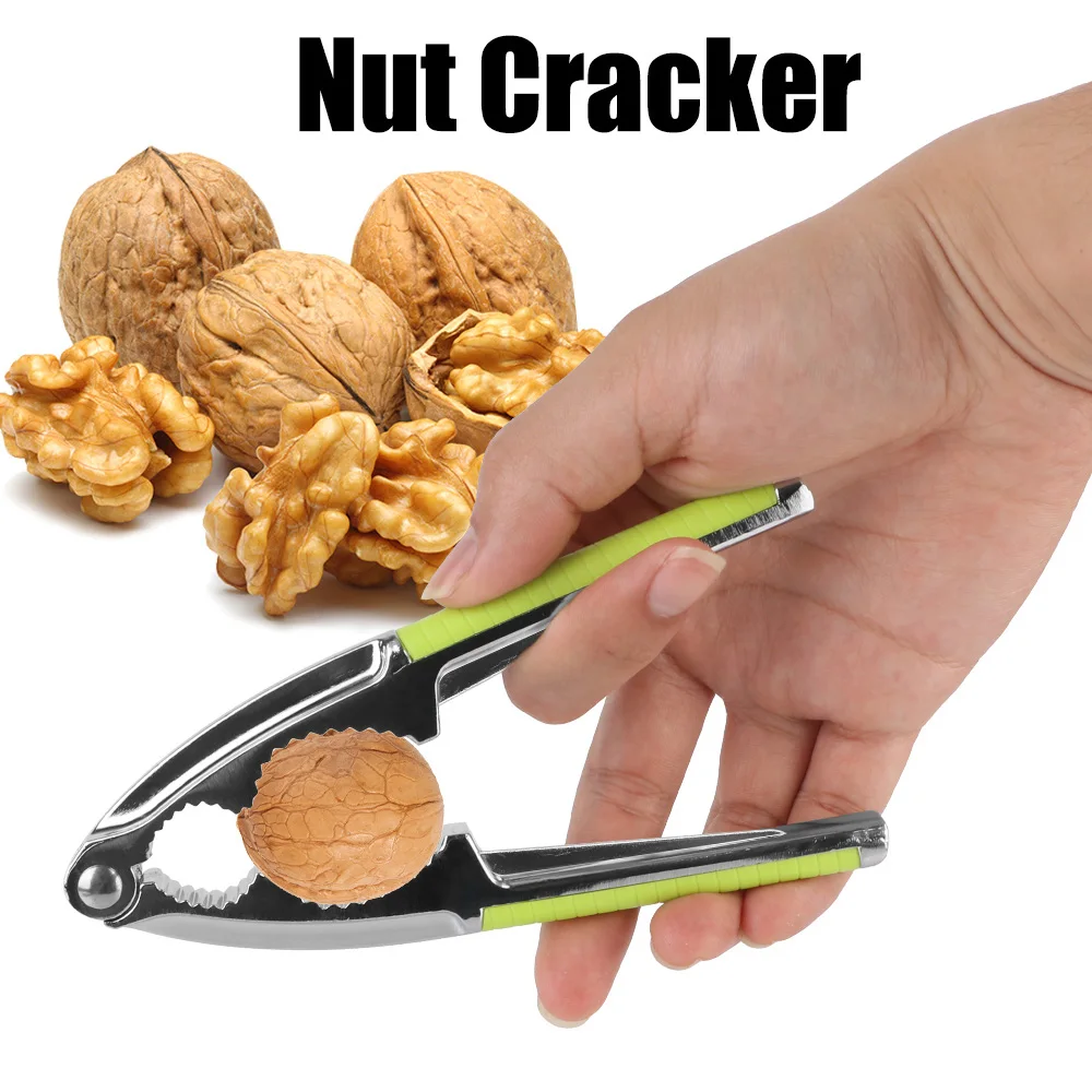 Nut Cracker Sheller Opener Nut Clip Quick Walnut Cracker Kitchen Tools Pine Pecan Hazelnut Plier Stainless Steel