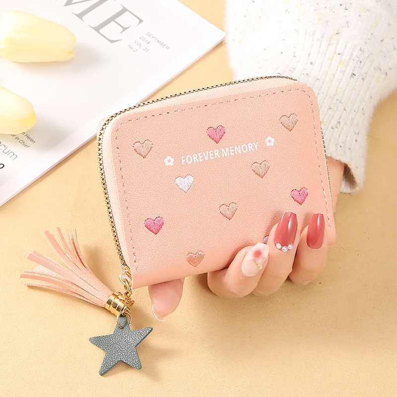 Girl Lovely Cute Tassel Zipper Small Wallet Short Wallet Coin Purse Pu  Leather