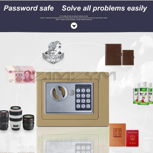 Mini coffre-fort numérique en acier avec clé, caisse de sécurité domestique  pour bijoux ou documents
