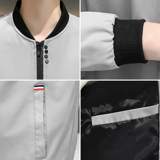 Spring and Autumn New Men's Jacket Coat Simple Solid Baseball Neck Zipper Windbreaker Coat Cycling Coat 6