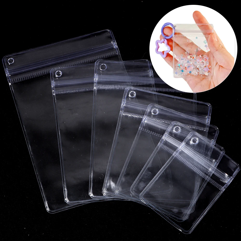 10Pcs 멀티 사이즈 PVC 투명 보석 보관 가방 셀프 씰 가방 팔찌 목걸이 반지 포장 보석 디스플레이에 재사용 가능