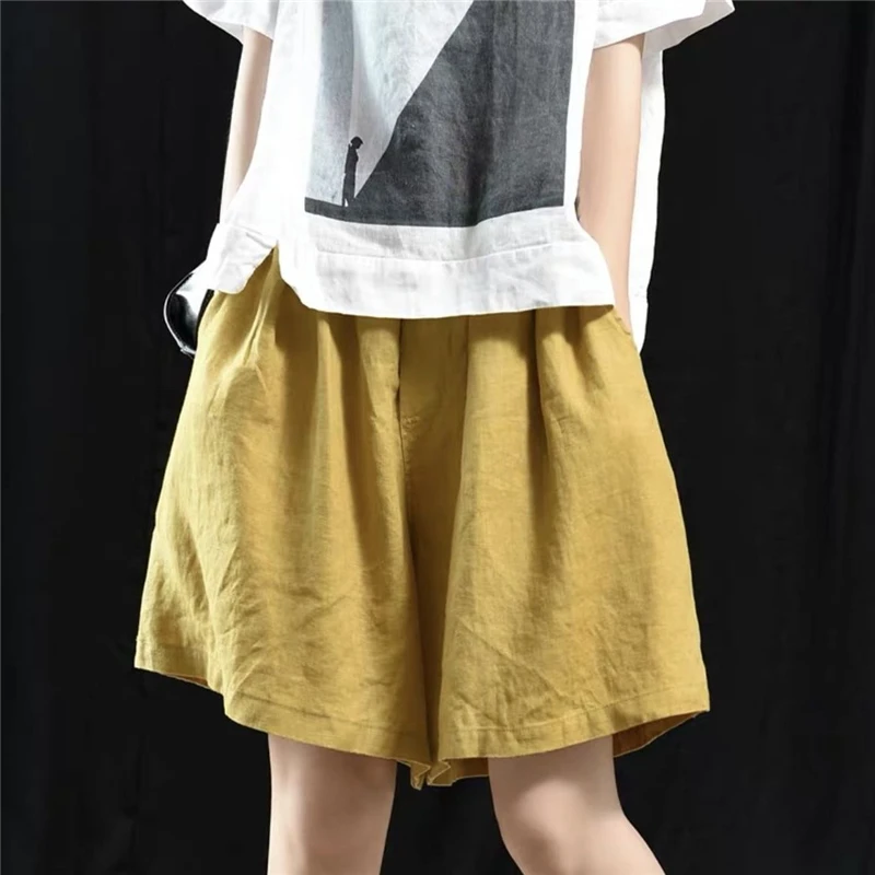 Women Clothes Summer Comfortable Cotton Beach Wide Leg Short Pants Y2K Casual High Waist Straight Loose Shorts Pantalones Cortos