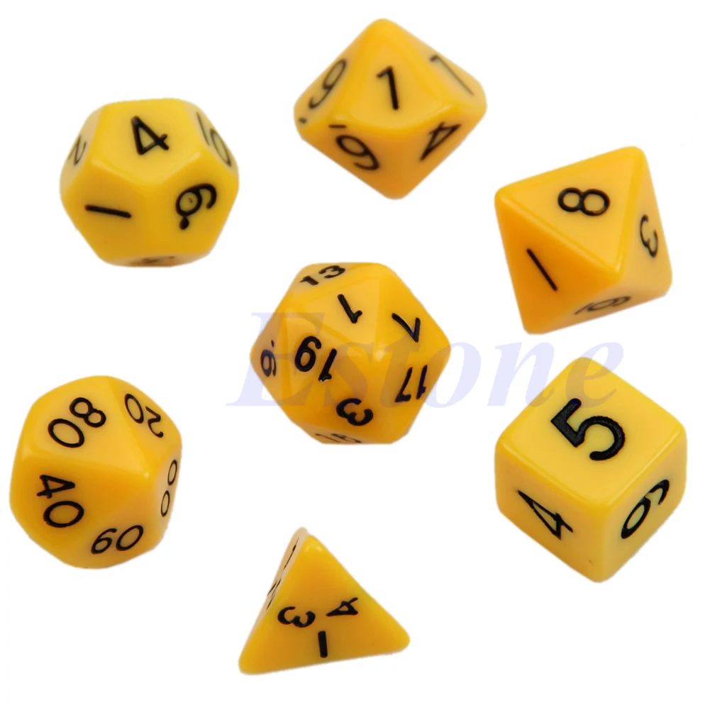 

7pcs Black Sided Die D4 D6 D8 D10 D12 D20 RPG Poly Game E56D