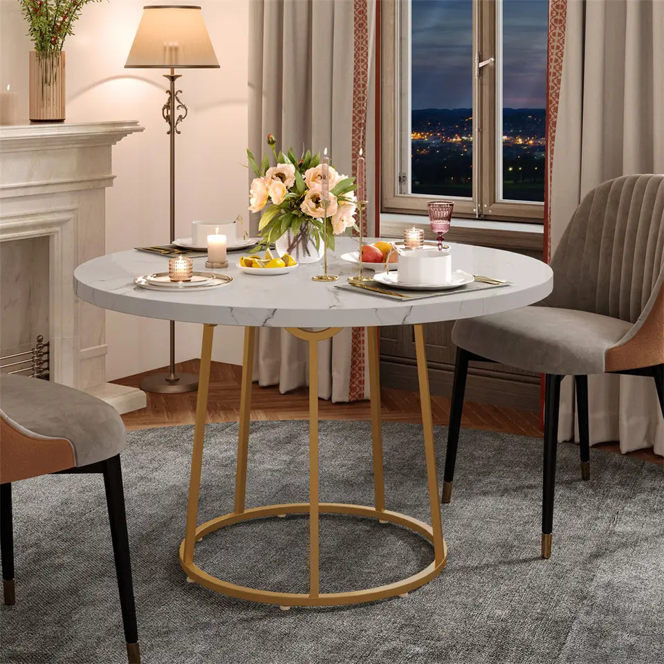 Ssline Modern Piece Round Glass Dining Table Set SSLine Modern