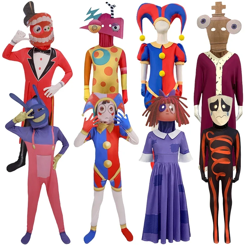 

Kids The Amazing Digital Circus Pomni Cosplay Costume Uniform Jax Ragatha Caine Cosplay Jumpsuit Halloween Costume for Adult